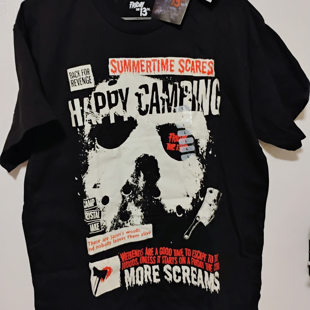 Black Graphic T-Shirt with Horror Theme Friday The 13th L